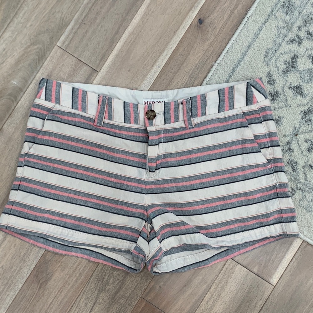 Merona White, Gray & Pink Striped Women’s Shorts